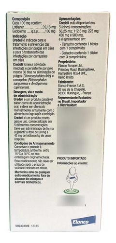 Credeli Antipulgas Cães 11 A 22kg C/ 3 Comprimidos - 2 Un