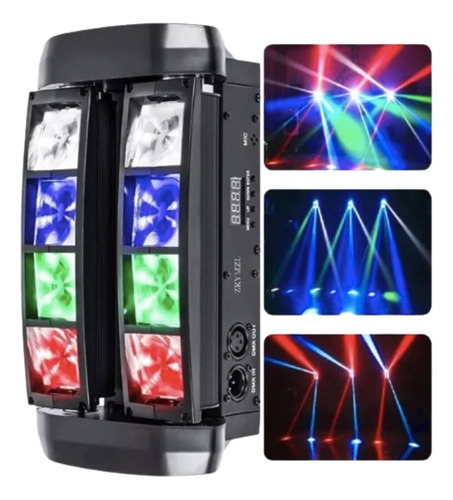 Cabeza Movil Led Spider Beam Rgbw Dmx 8x3w Luz Discoteca