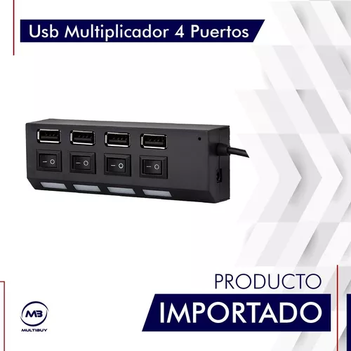 Hub Multiplicador Multipuerto 4 Puertos Usb 2.0 Con Switch