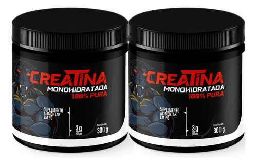 2x Creatina Monohidratada 100% Pura Em Pó - 300g - 100 Doses