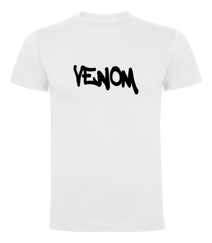 Polera Algodón Blanca Escrito Venom 