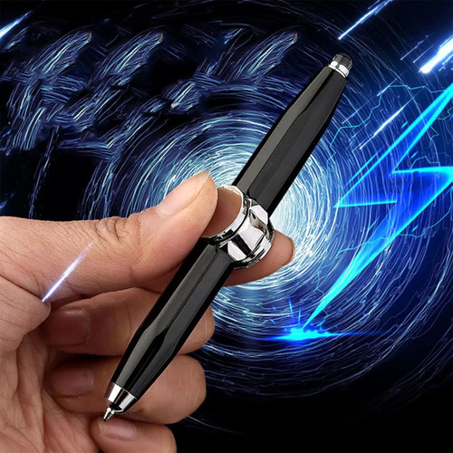 5 Mini Boligrafo 4en1 Spinner Linterna Luz Pantalla Táctil Tinta Negro Exterior Multicolor