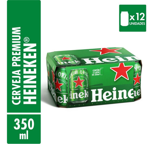 Cerveja Heineken Premium Puro Malte 350ml Caixa 12 Unidades