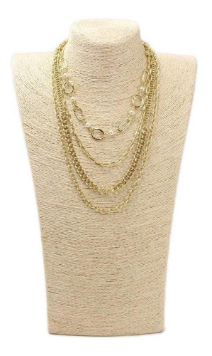 Imagen 5 de 5 de Collar De Cadenas Múltiples Con Perlas