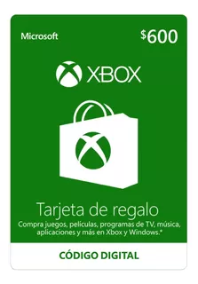 Tarjeta De Regalo Microsoft Xbox - 600 Mxn Código Digital