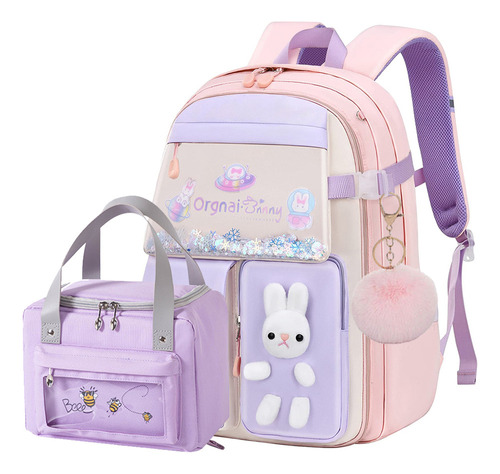 Mochila Tipo Conejito Para Niñas Con Lonchera Pendent-l