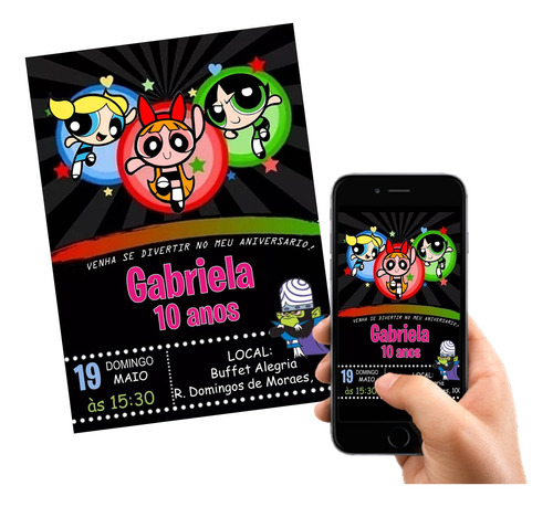 Arte Digital - Convite Meninas Super Poderosas
