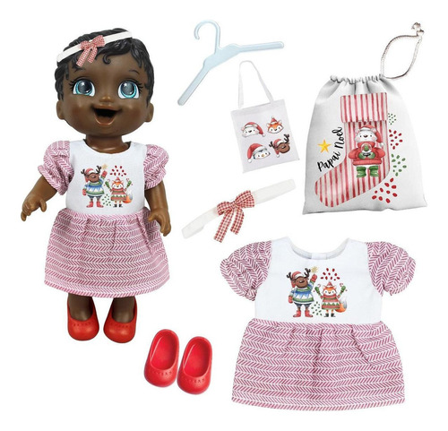 Kit Roupa Boneca Baby Alive 6 Peças - Natal Mãe E Filha