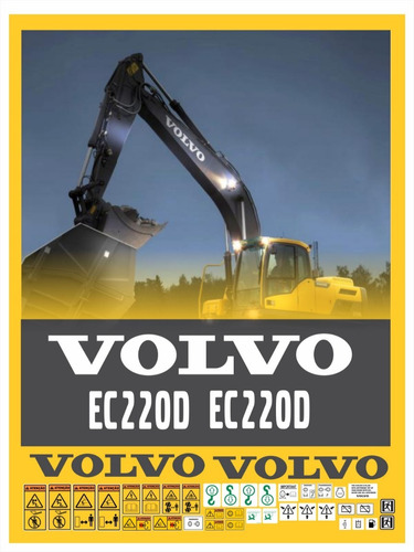 Adesivos Escavadeira Volvo Ec220d Etiquetas