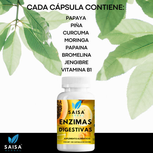 Enzimas Digestivas Suplemento 120cáp Mejor Digestión Premium