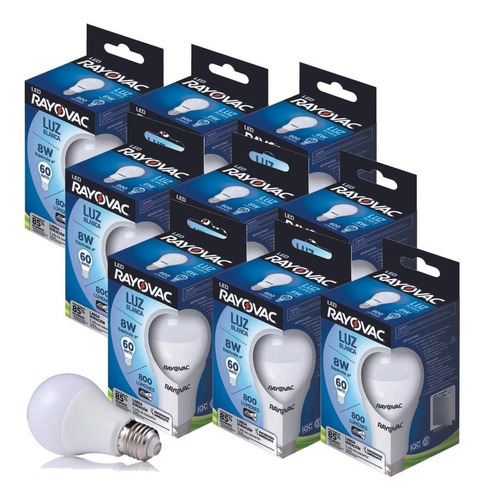 Lampara Led Luz Blanca 8w Rayovac 750 Lúmenes Pack 10un Color de la luz Blanco frío