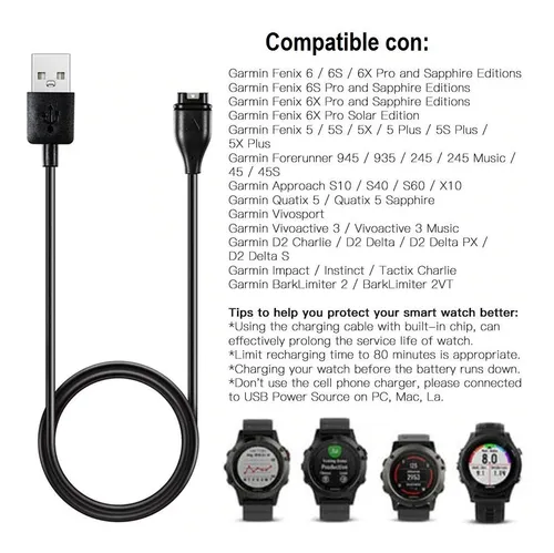 Cable Carga Datos Reloj Garmin Fenix Forerunner Vivoactive