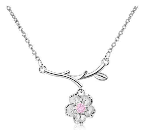 Collar Plata 925 Flores Sakura Cerezo Ciruelo Joyas Mujer