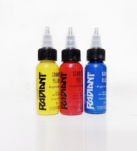 Radiant Tinta Profesional Para Tatuar 3 Piezas De 1 Oz