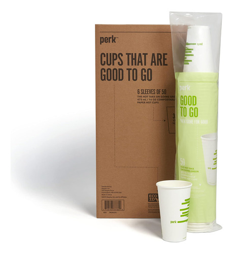Vaso Caliente De Papel Compostable Perk, 16 Onzas, (pk