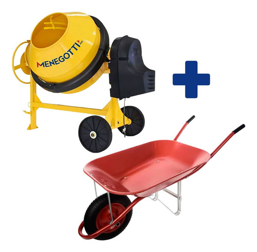 Betoneira 400l 2hp Prime Menegotii Com Carrinho De Mão 45l