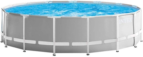 Piscina estructural redonda Intex 26726 con capacidad de 16805 litros de 457cm de largo x 457cm de ancho de 457cm de diámetro gris claro diseño mosaico