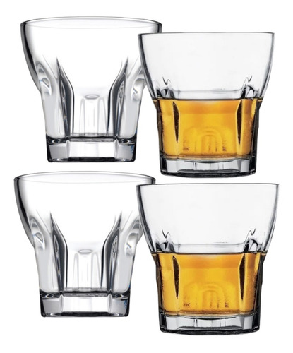 Vasos Vidrio Whisky Importados Set X 4 Unid. Pasabahce