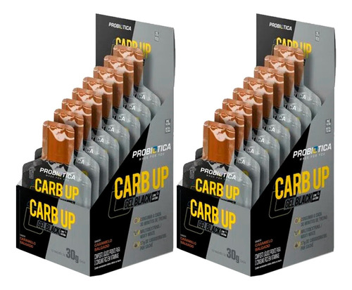 2x Carb Up Black Gel Caixa C/10 Sachês Probiótica C/ Cafeína Sabor Caramelo Salgado