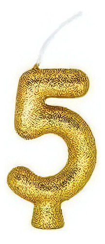 Vela Cintilante Glitter Dourada Número 5