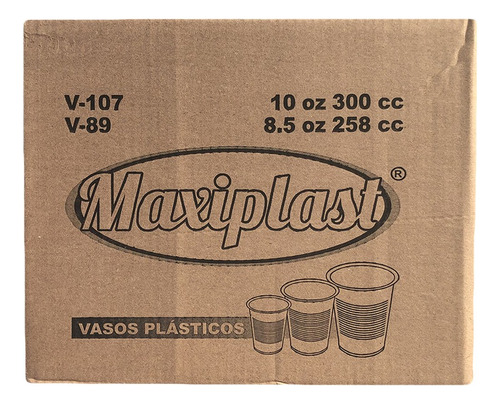 Vasos Desechables 8 O 9 Onza V-89 Marca Maxiplas 20 Paq X 50