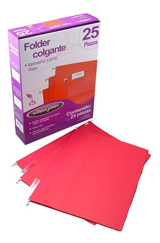 Folder Colgante Wilson Jones P3639 Carta Rojo Paquete C/25