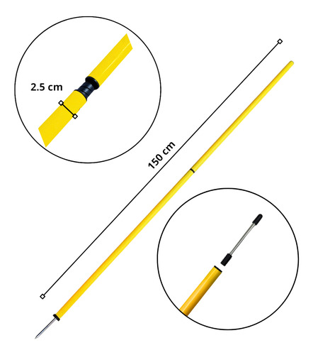 Pack 5 Bastones 1.5 Mts Slalom De Entrenamiento Con Estaca