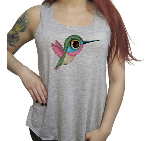 Musculosa Acampanada Colibri Animal Ave Alas Colro Art Dibuj