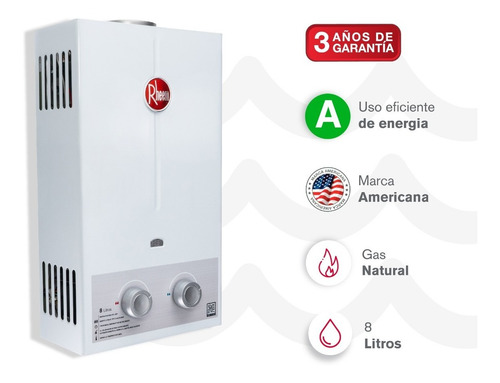 Calentador De Agua 8lt Gas Natural Tiro Natural Rheem