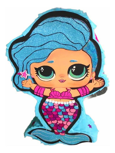 Piñata Personalizada De Lol Surprise Agua Lol Surprise Sirena Rayas Grande