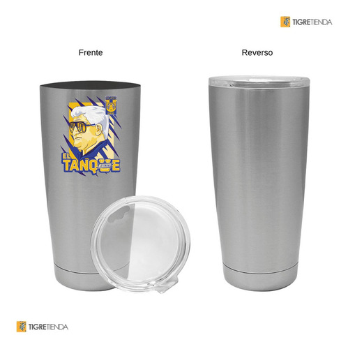 Termo Vaso Térmico Tigres Uanl El Tanque 20 Oz Color Plateado