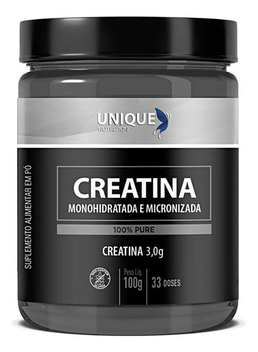 Creatina Monohidratada E Micronizada Unique Nutrition 100g Sabor Neutro