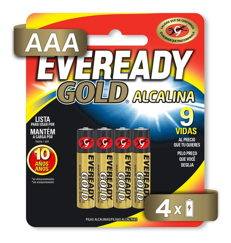 Pila Eveready Gold Aaa Alcalina  Blister 4 Unidades