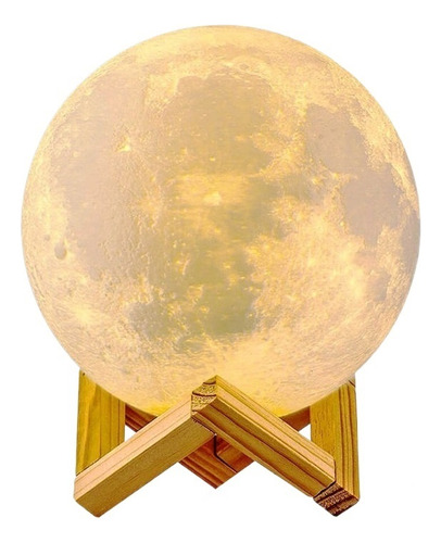 Luminaria Abajur 3d Led Lua Cheia Luz Noturna Infantil Toque