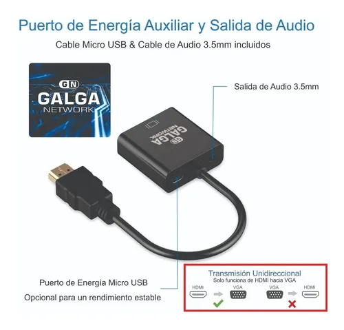 Adaptador Conversor VGA a HDMI Activo