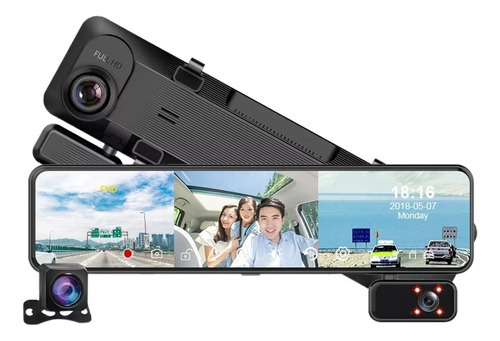 Cámara Dash Cam De 11.26 Pulgadas Con 3 Lentes Dvr Full Hd