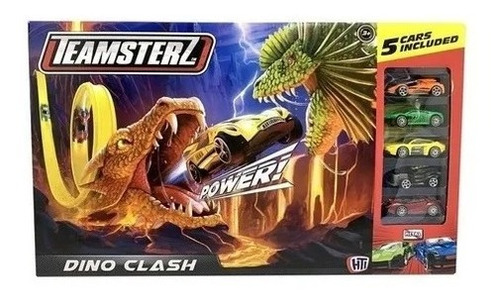 Pista Teamsterz Dino Clash Con 5 Autos De Metal Playking