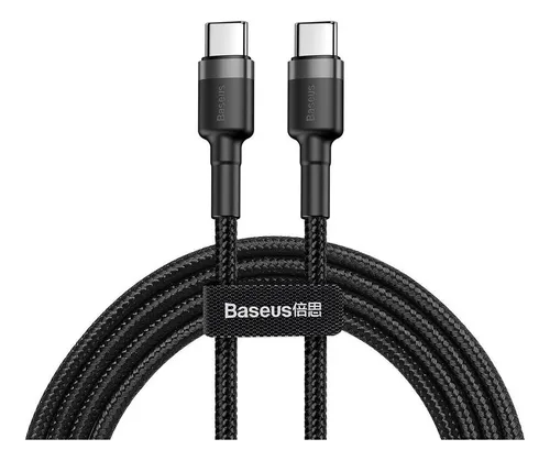 Baseus Nylon Cabo Turbo Duplo Tipo- C 60w 20v 3a 2m Cor Preto Menor preço em Baseus Nylon Cabo Turbo Duplo Tipo- C 60w 20v 3a 2m Cor Preto