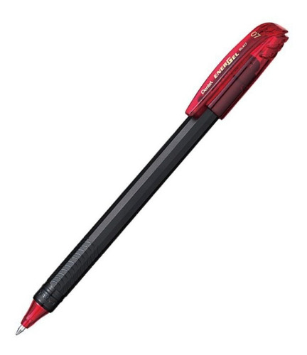Bolígrafo de gel de 0,7 mm Pentel Energel Makkuro Bl417, color rojo, color rojo, color exterior, negro
