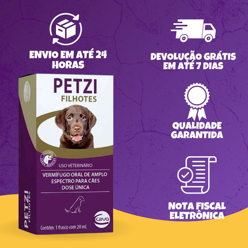Vermífugo P/ Cães Petzi Plus Suspensão 20ml Envio Imediato