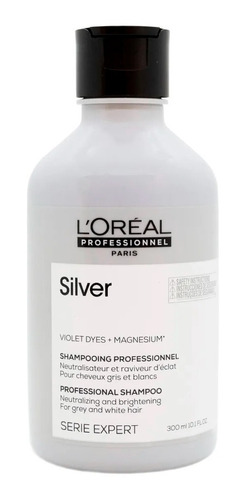 Loreal Shampoo Silver Para Cabellos Grises Y Blancos 300 Ml