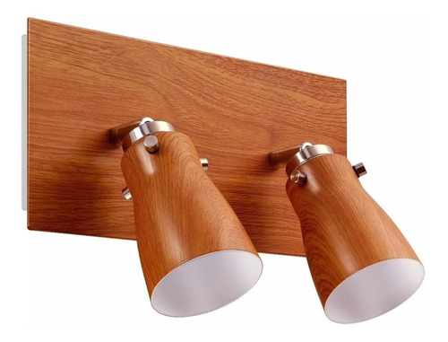 Aplique 2 Luces Simil Madera Led Incluido Deco Moderno