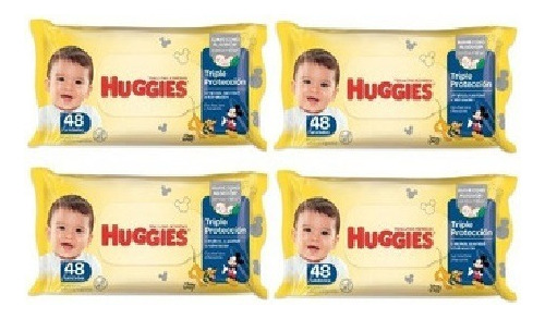 Pack X 4u Toallitas Húmedas Huggies Triple Protección 48u