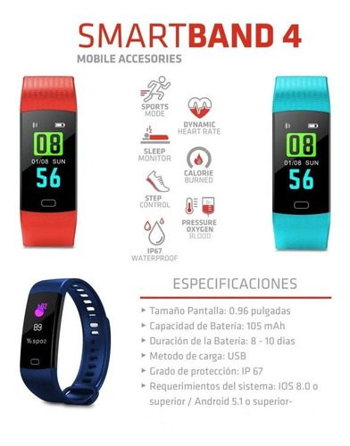 Imagen 3 de 3 de Smartband Reloj Inteligente Targa Bluetooth Deportivo Jmc