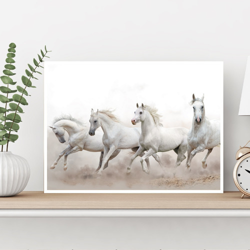 Imagen 1 de 6 de Cuadro Decorativo Moderno 30x40 Caballos Blancos Galopando