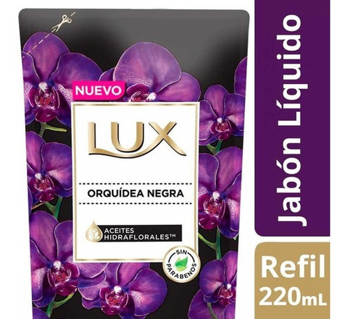 Jabon Liquido Lux Orquidea Negra Repuesto 220ml Manos Cuerpo