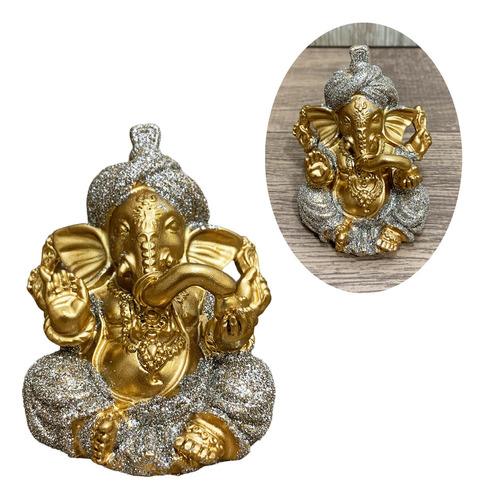 Ganesha Hindu Deus Sorte Prosperidade Sabedoria Resina 7 Cm
