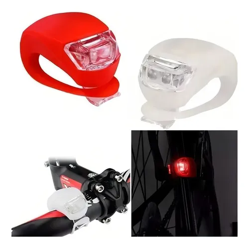 comprar Pack 2 Luces Led Bicicleta Silicona Impermeable Rojo\u002Fblanco