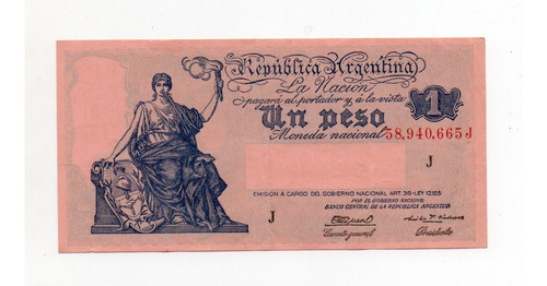 Billete 1 Peso Moneda Nacional Progreso Bottero 1829 Ex