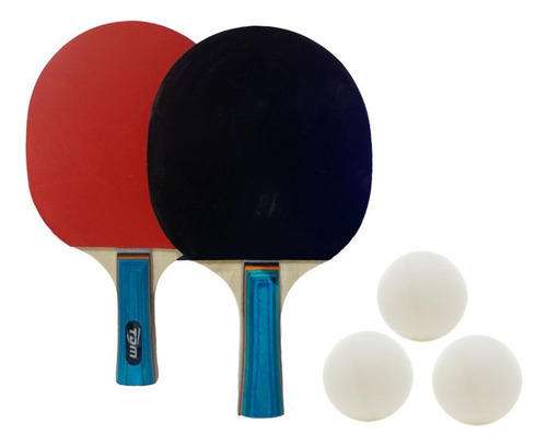 Imagen 2 de 8 de Set Ping Pong 2 Paletas + 3 Pelotas Combo Tenis Mesa Kit Pin